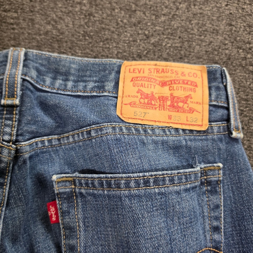 Levi's 527 Low Boot Cut Jeans Mens 33x32 Blue Denim Slim Fit Casual Classic - Picture 5 of 9